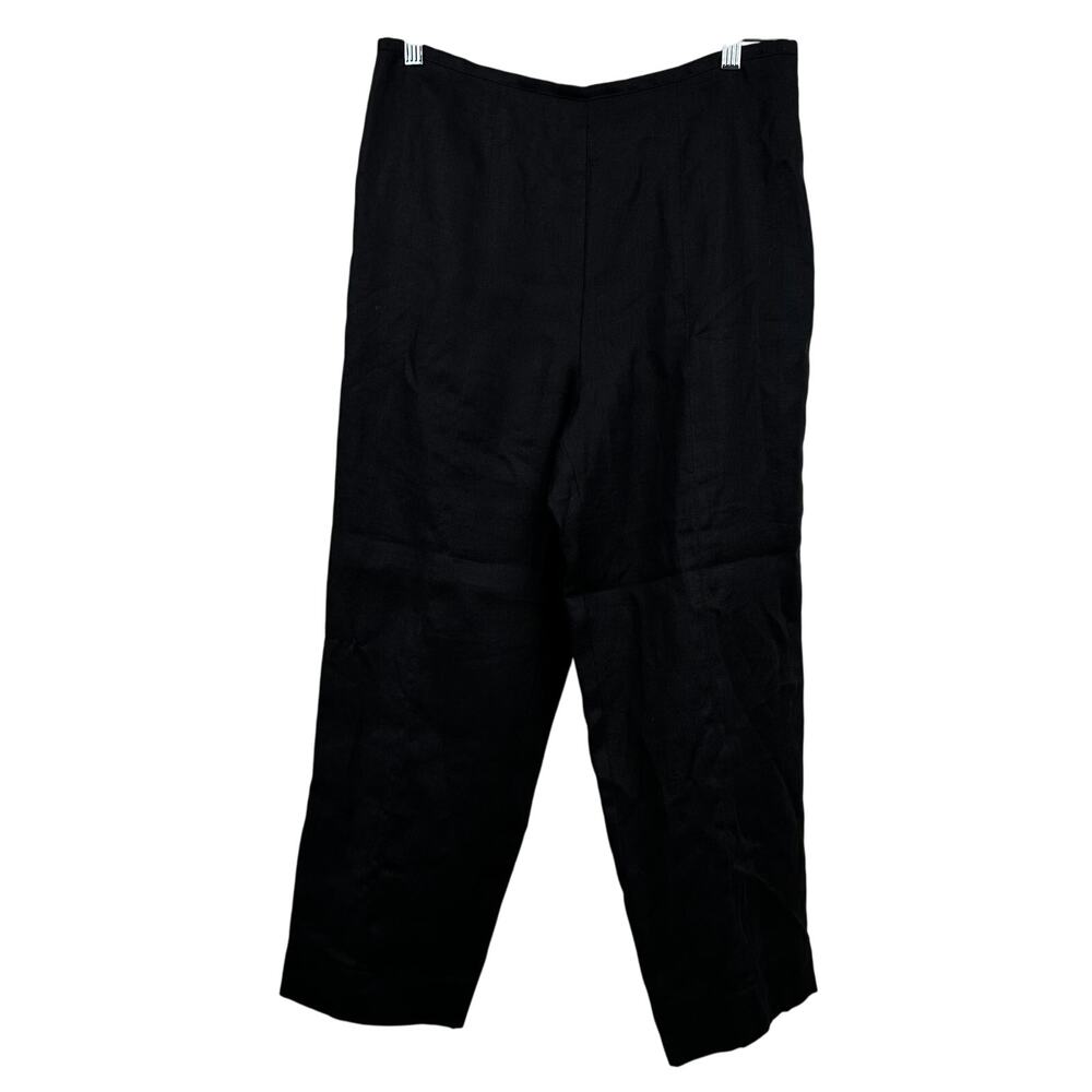 Talbots Trouser Pants Irish Linen Vintage Ankle Black 12 Coastal Office Classic